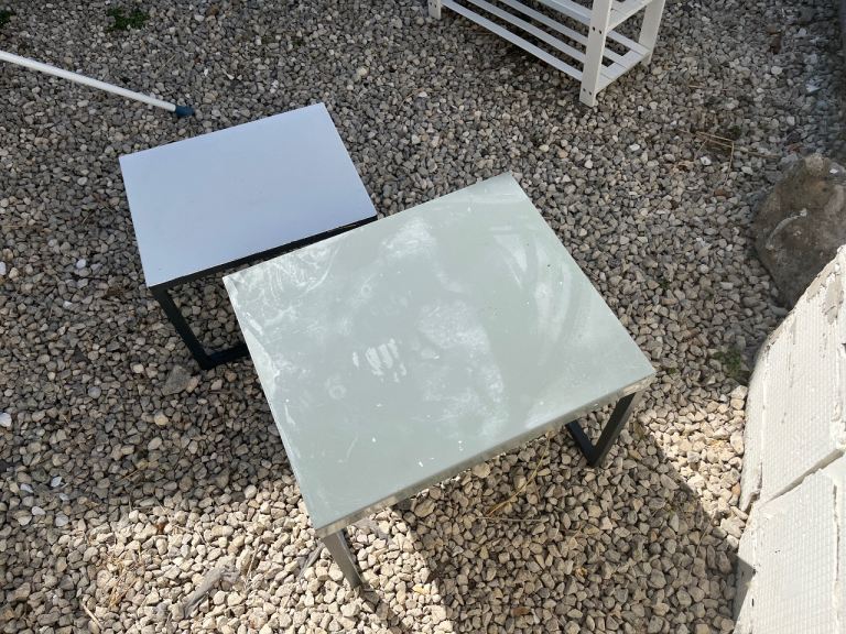 Habitat Pair of Grey and Black Metal Side Tables - Fair Condition