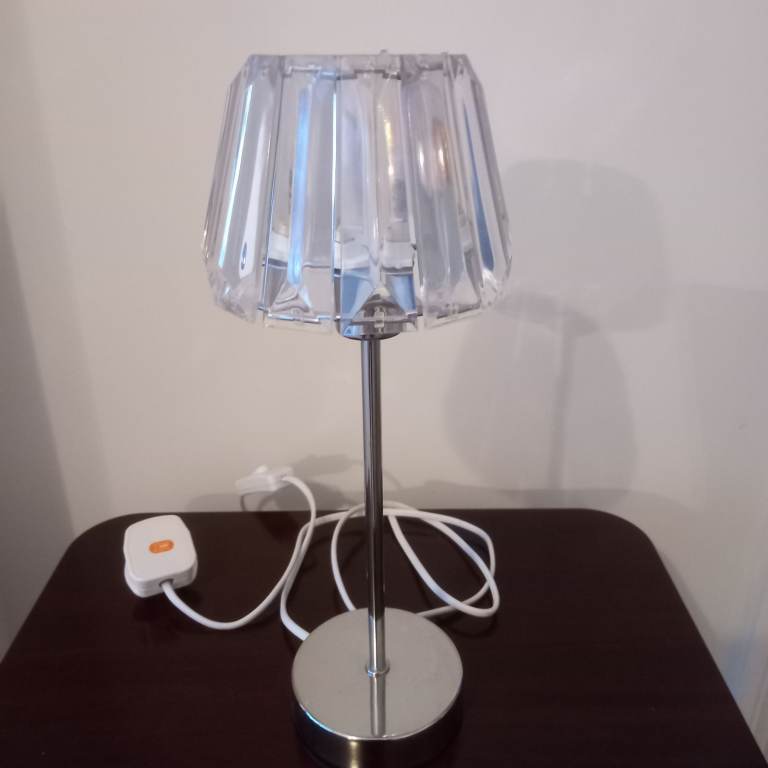 Dunelm Desk / Table / Bedside lamp 35.5cm High Base 10cm Chrome base and stem