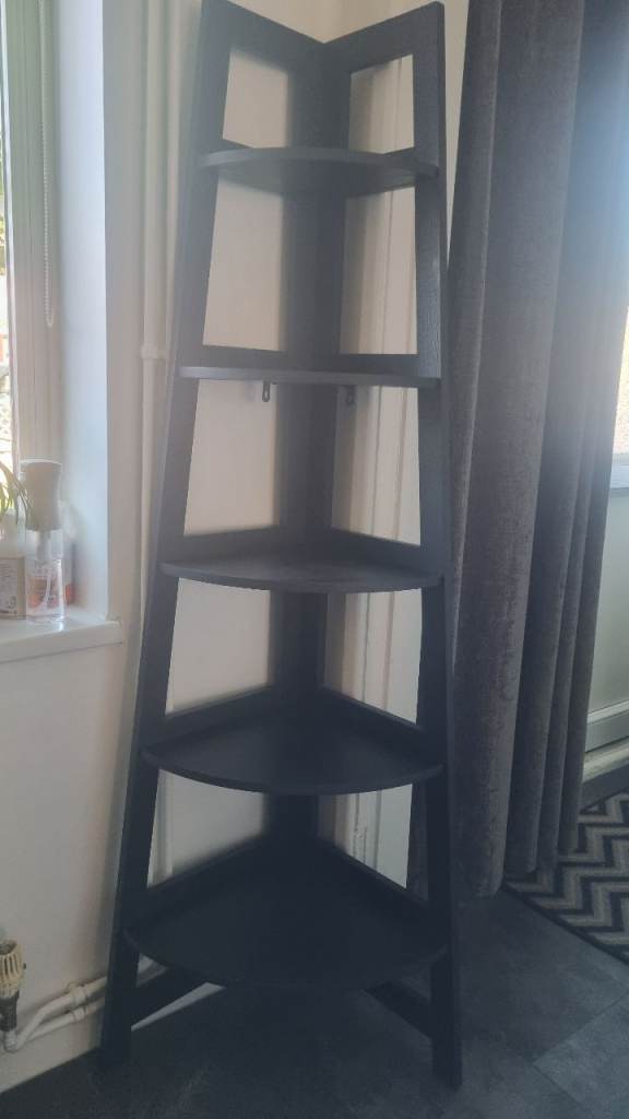 Tall corner ladder shelf Storage display furniture 