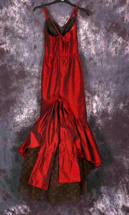 Burgundy party bustle style dress