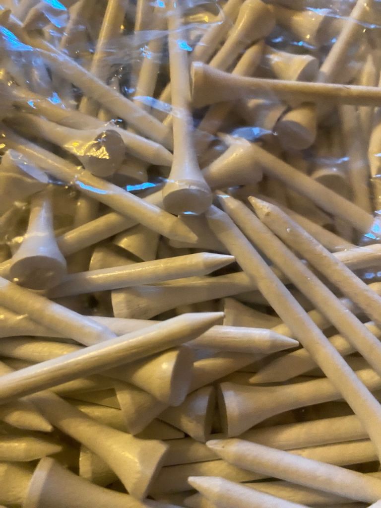 Wooden white golf tees 70mm