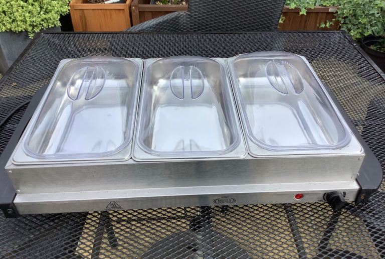 Giles & Posner Triple Buffet Server & Warming Tray - used