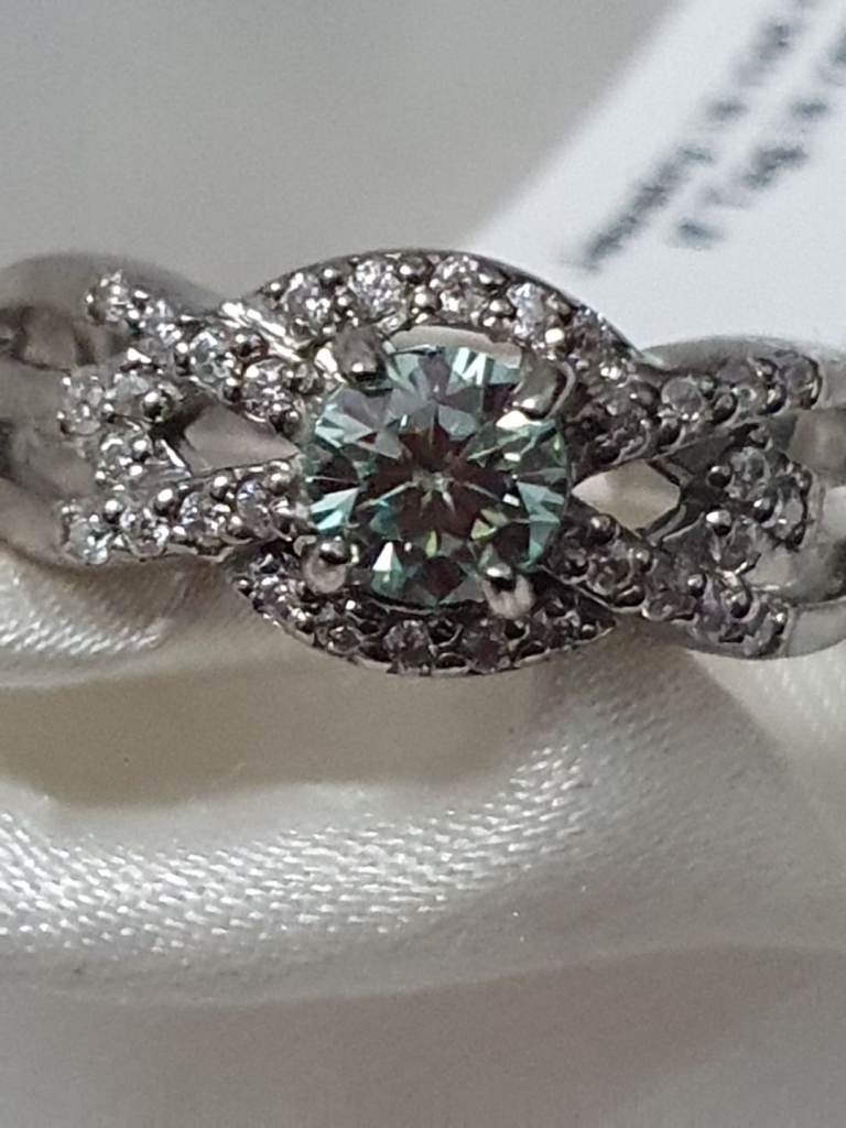 Like A Diamond White Mossanite Ring Size L or P Sterling silver 925 Platinum Overlay New 