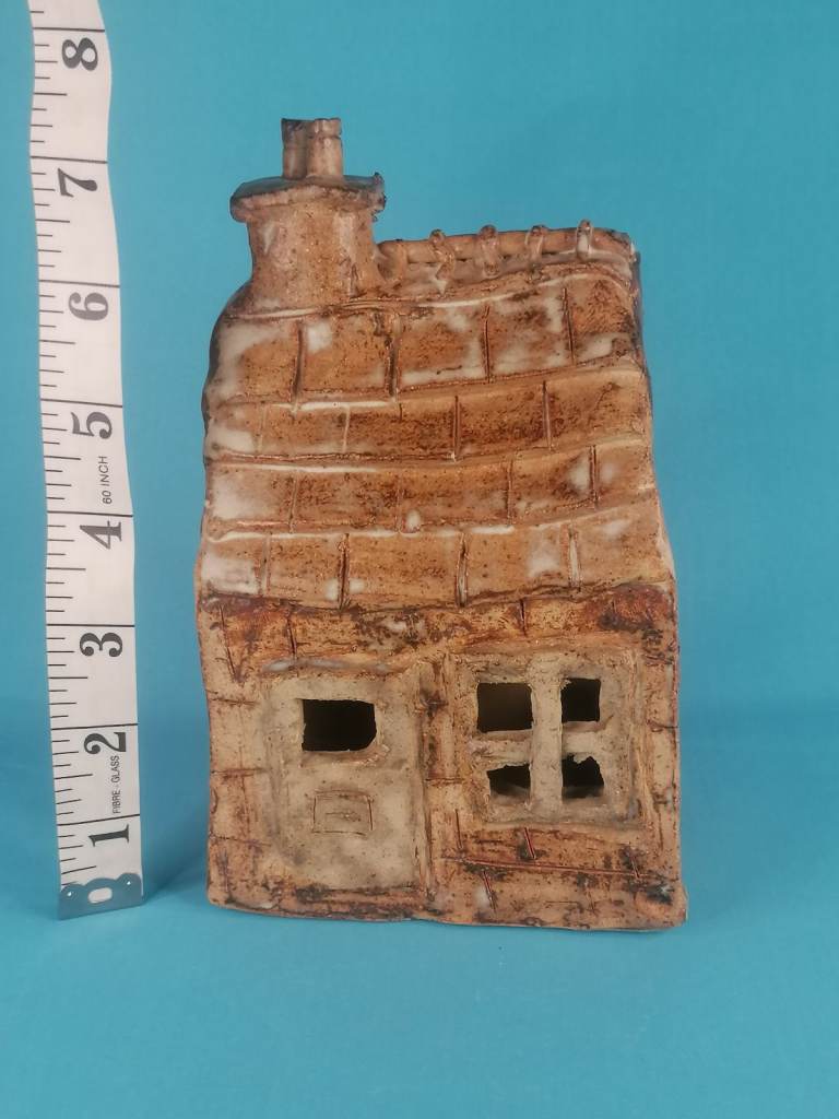 Vintage handmade old House with 2 Windows and 1 door. Made from Clay. As seen. ( heavy).