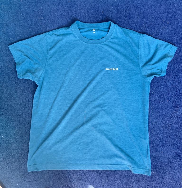 Montbell Active Wear T-Shirt Aqua Blue Size M-R Japan Sizing