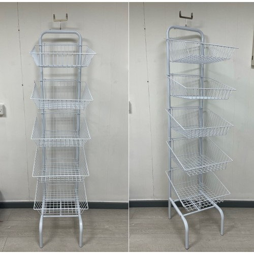 5 Tier White Basket Unit NEW