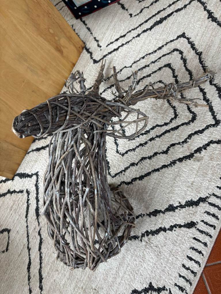 Gorgeous Rattan Wicker Reindeer Head With Antlers For Wall Hanging