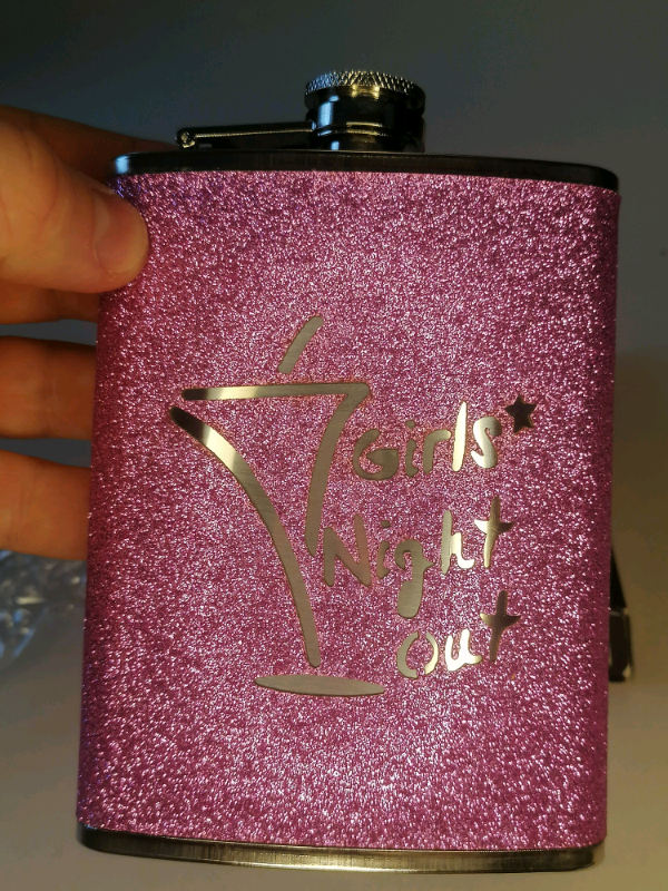 Girls night hip flask, stainless steel, 8oZ