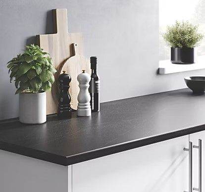 Dark Grey Stone Effect Laminate Kitchen Worktop - Super Cheap Kitchen Worktops / Countertops