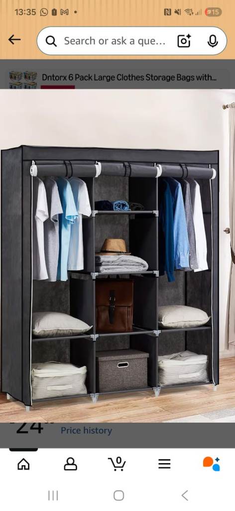 Grey canvas wardrobe 