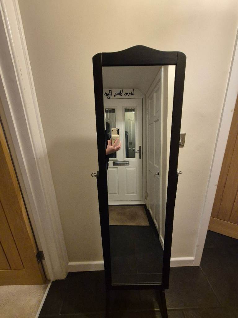 Black Full-Length Mirrored Jewellery Cabinet / Armoire