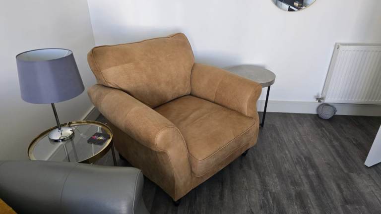 Next Ashford Range - Beige Leather Armchair 