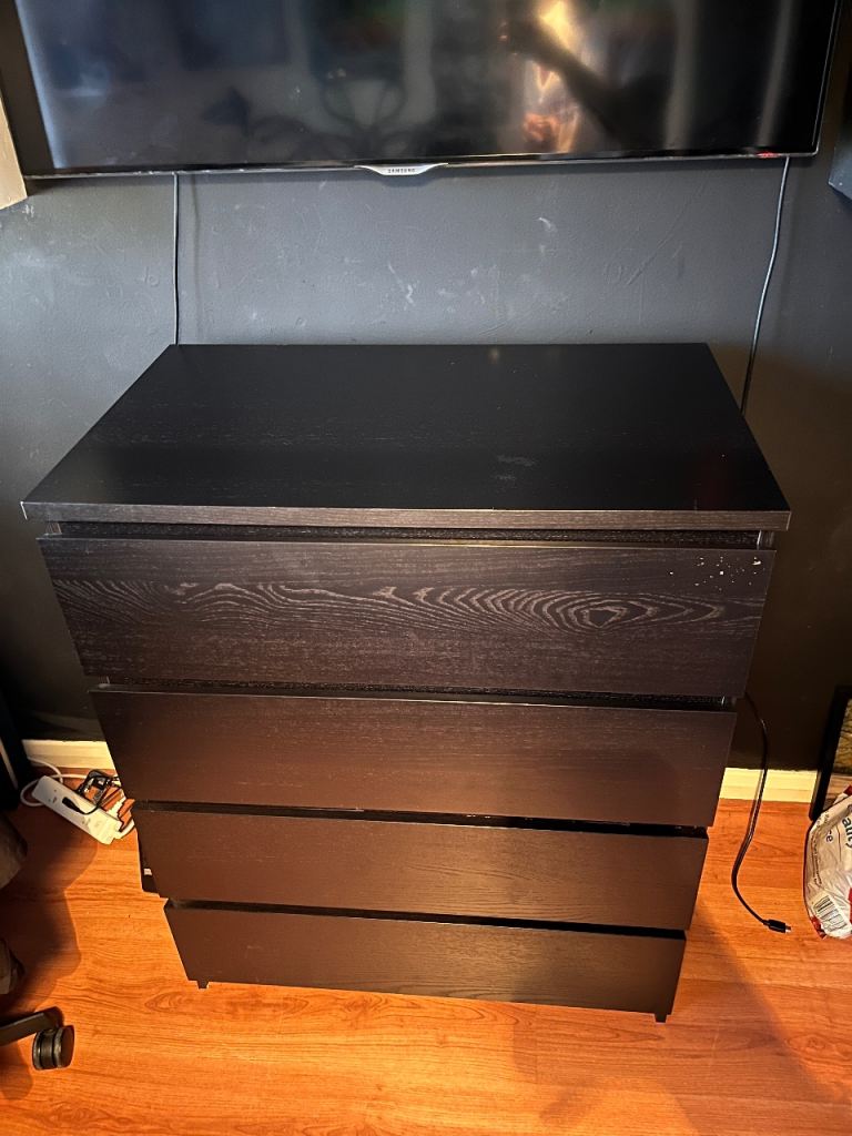 IKEA Malm Chest of 4 Drawers - Black