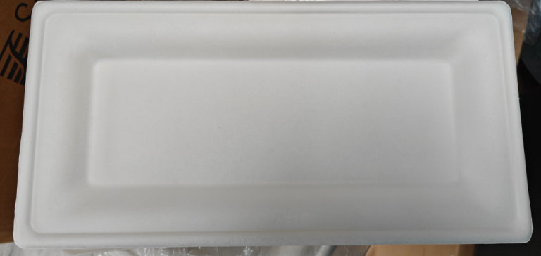 Compostable Rectangular Bagasse Plate 26x13cm White - New/unused