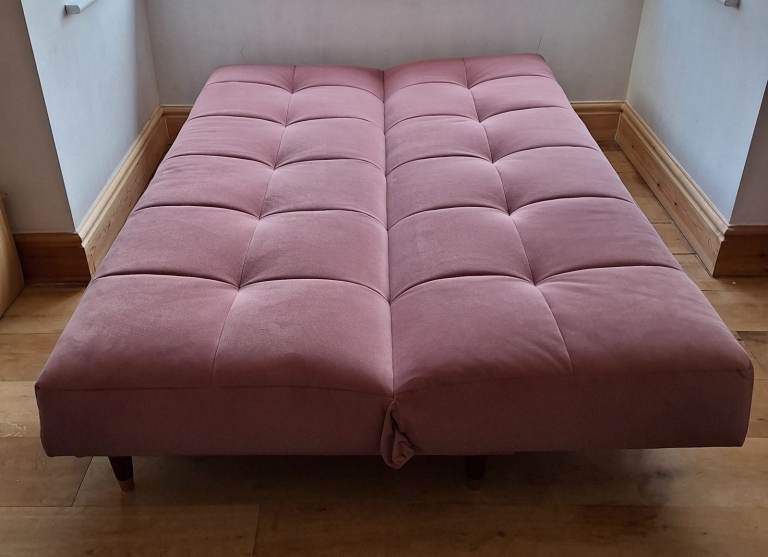 John Lewis sofa bed - pink velvet - Hardly used