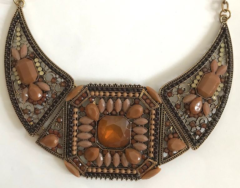Beaded Collar Necklace in Shades of Brown and Caramel