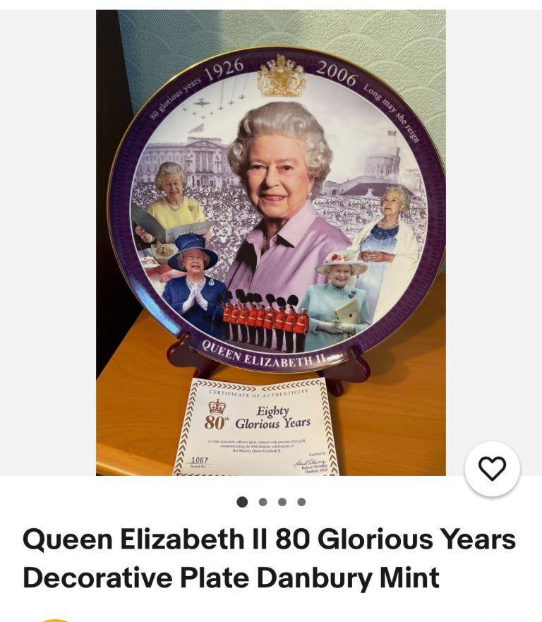 Queen Elizabeth II 80 Glorious Years Decorative Plate Danbury Mint