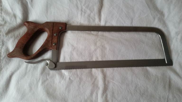 Vintage Butcher Meat Saw tool 20In Comfort Grip Handle Serrated Edge Stainless Steel