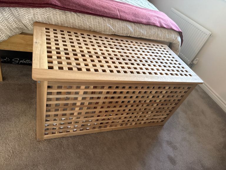 Wooden Slatted Storage Box / Laundry Bin