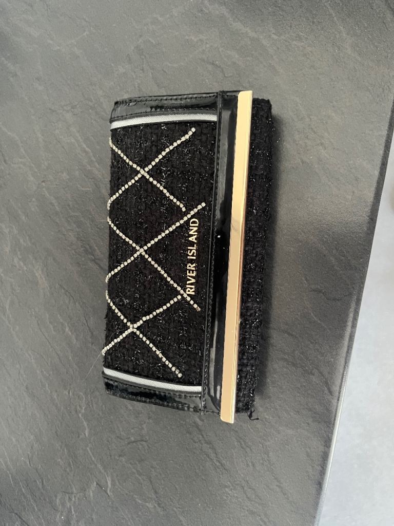 River Island Black Purse Wallet with Gold Clasp
