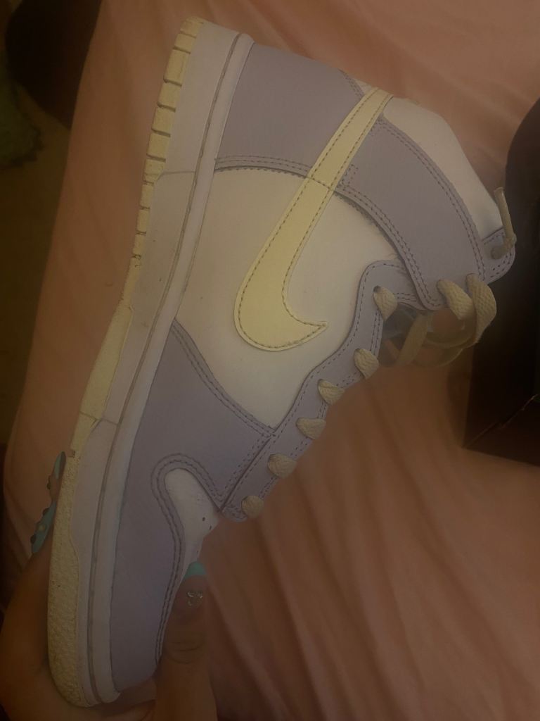 Nike Dunk High Trainers - Purple and White, near perfect Condition