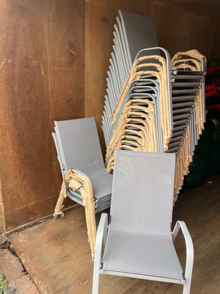 Sicily Set of 2 Stacking Garden Chairs - Grey 
