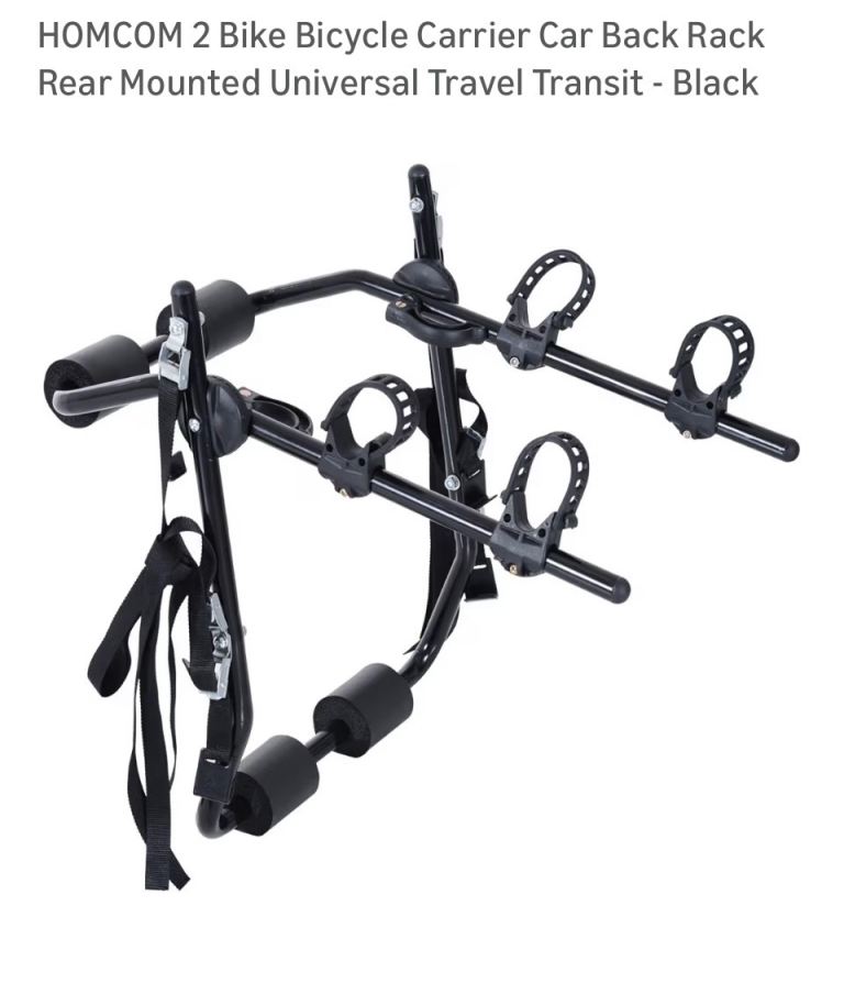 2 Bike Bicycle Carrier Car Back Rack Rear Mounted Universal Travel Transit - Black