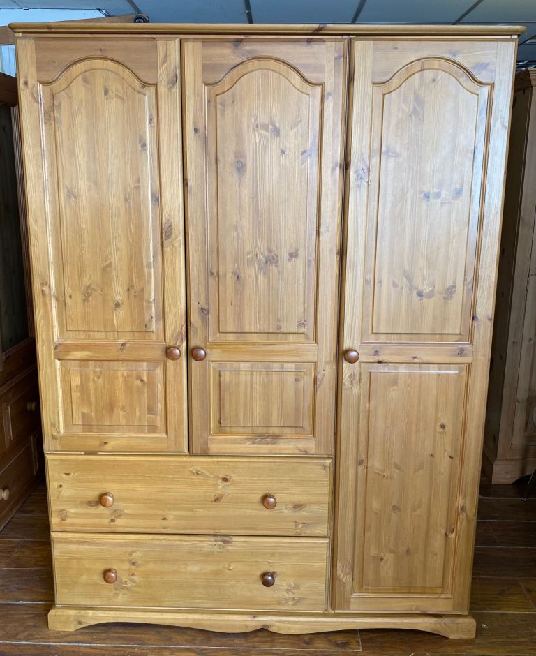 3 door 2 drawers pine wardrobe every inches solid solid pine vgc. 