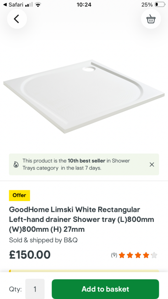 New shower tray