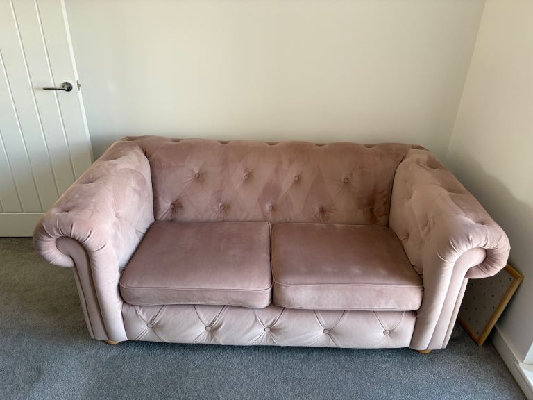 DFS Pink Velvet Belair Sofa – Two Seater
