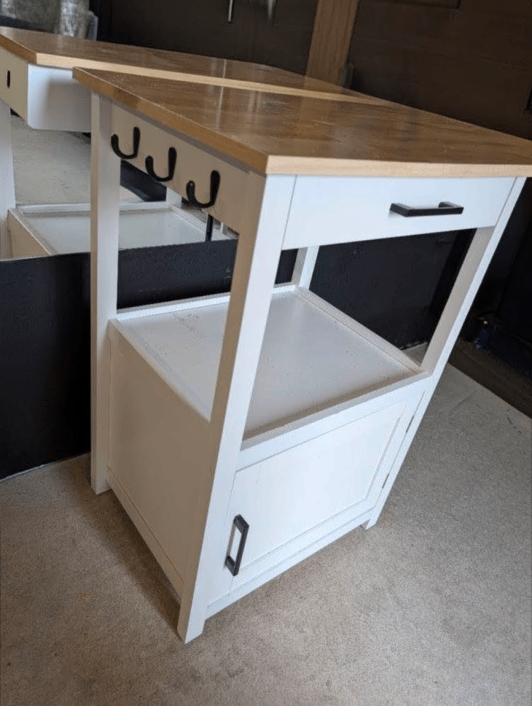 Kitchen cart storage with cupboard and drawer