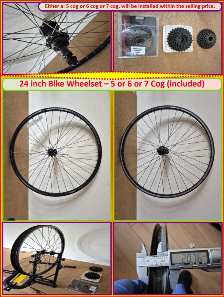 24 inch Bike Wheelset (5 or 6 or 7 Cog included).