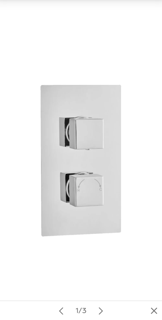 Milan Square Thermostatic 3 Way Concealed Shower Valve with Diverter - Chrome 