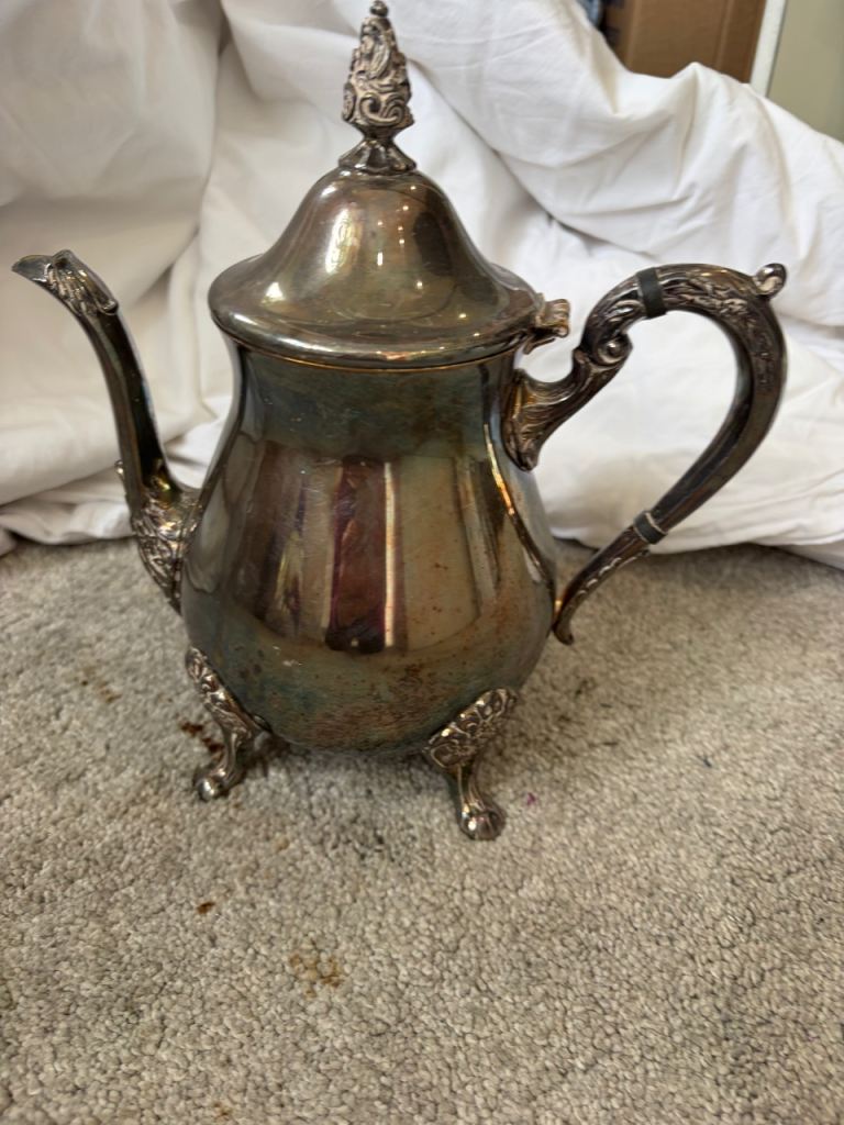Vintage Silver Plated Teapot – Ornate, Fair Condition