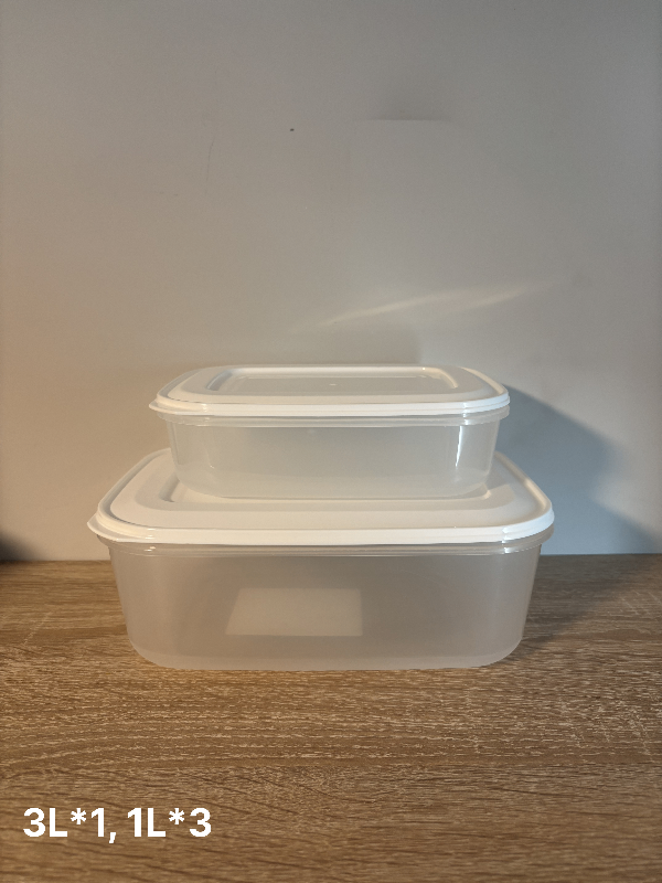 Plastic Food Storage Containers with Lids 3l*1, 1l*3 – Set of 2