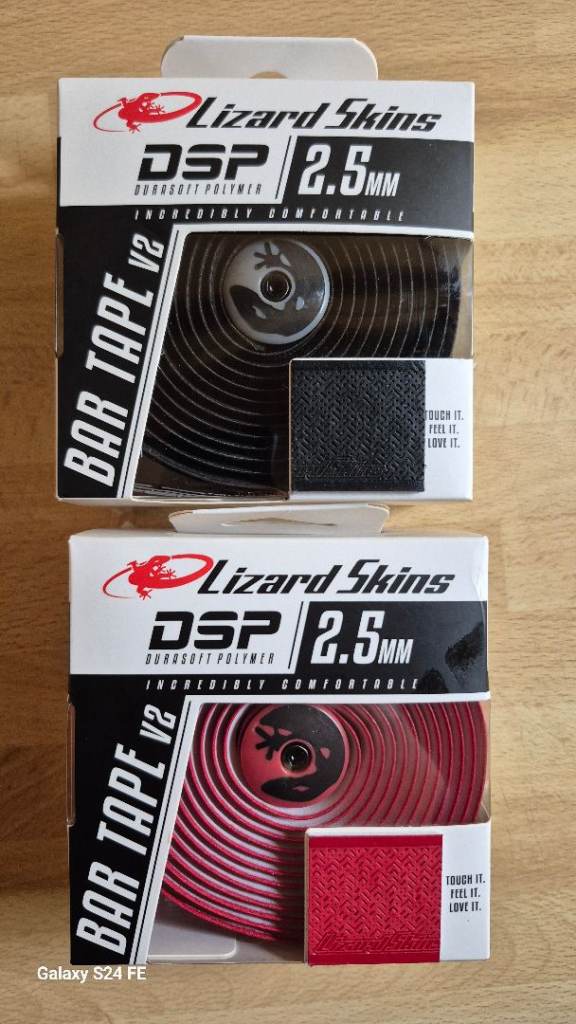 2 X Lizard Skins DSP 2.5mm Bar Tape V2 - Crimson Red & Jet Black Brand New
