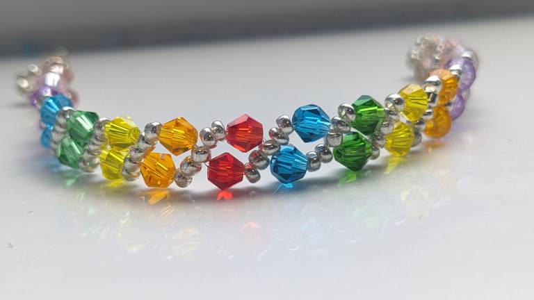 Beautiful Handmade Rainbow Beaded Bracelet – New