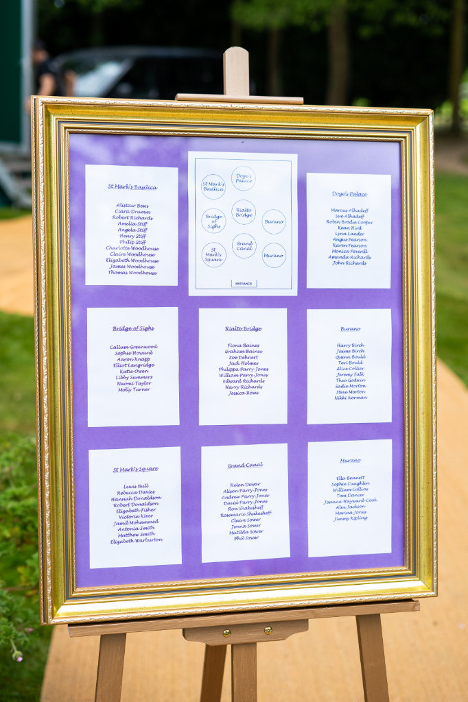 Easel & Frame for Wedding/Birthday Party Table Plans in Antique Gold