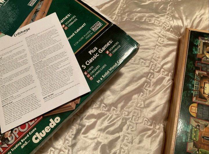 Monopoly and Cluedo Plus 5 Classic Games in a Wood Cabinet Board Game