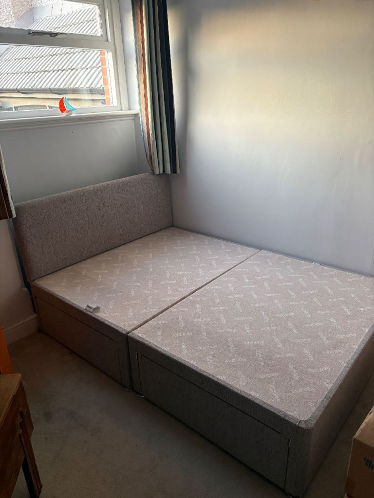 Double bed frame / base with headboard and storage drawers