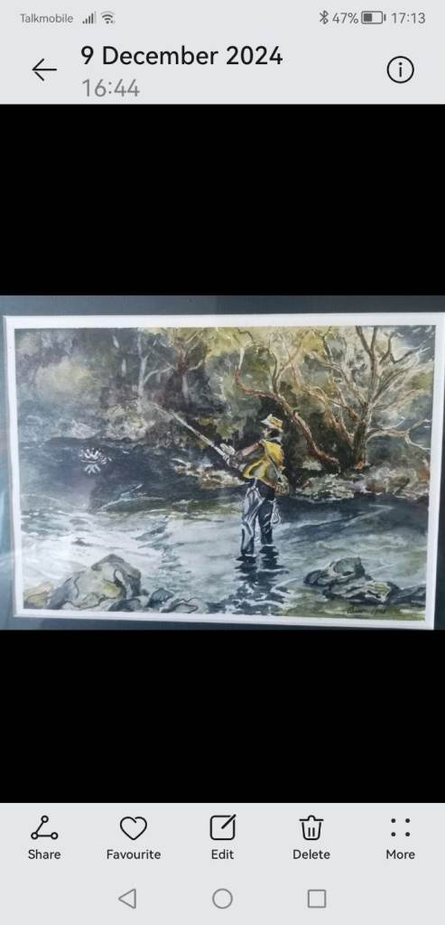 Painting of man fishing