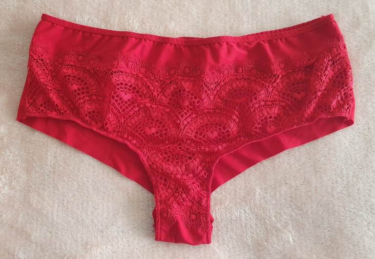 TEZENIS Red Lace Brief Shorts Hipster Knickers Panty Size Medium BNWOT