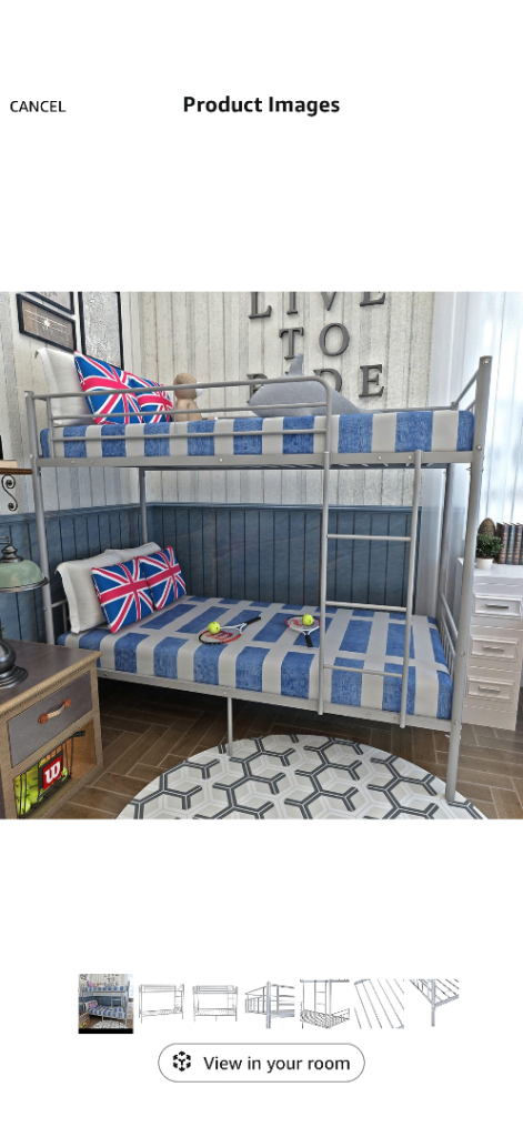 Twin Over Twin Metal Bunk Bed Frame – No Mattress Included