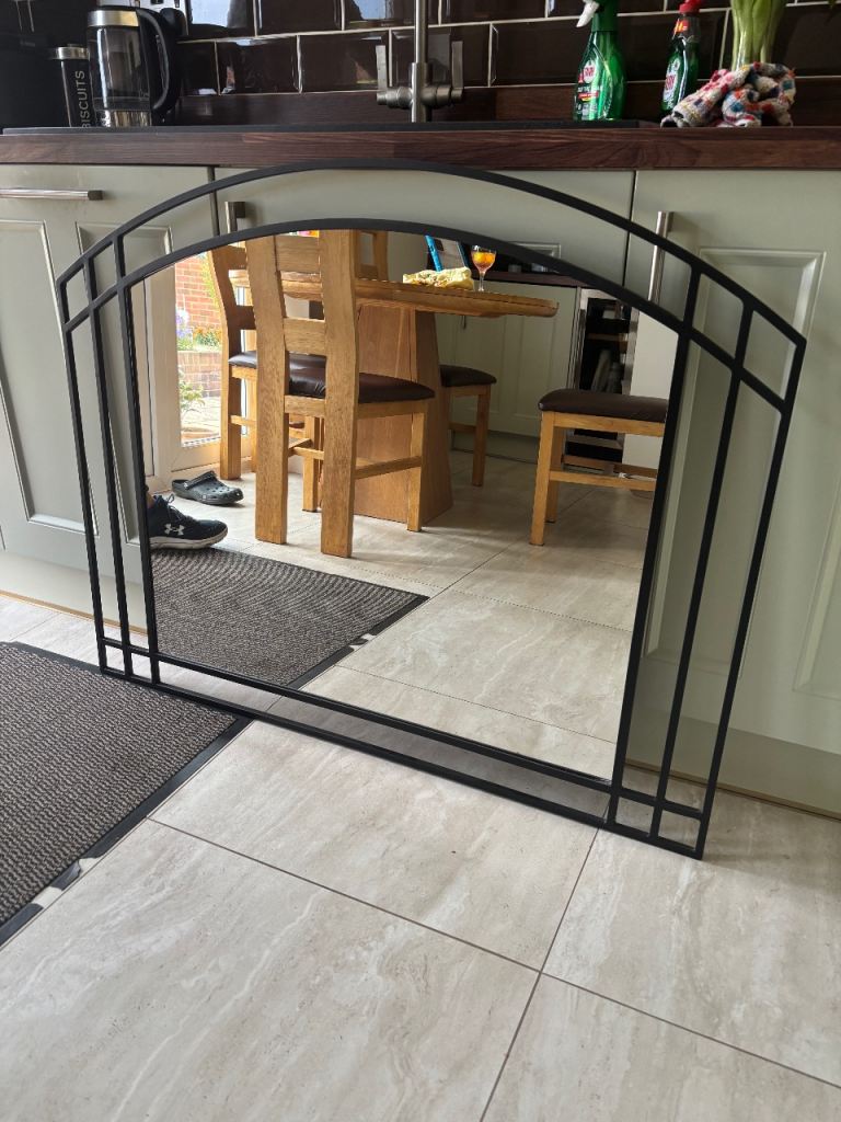 Black Metal Hearth Mirror