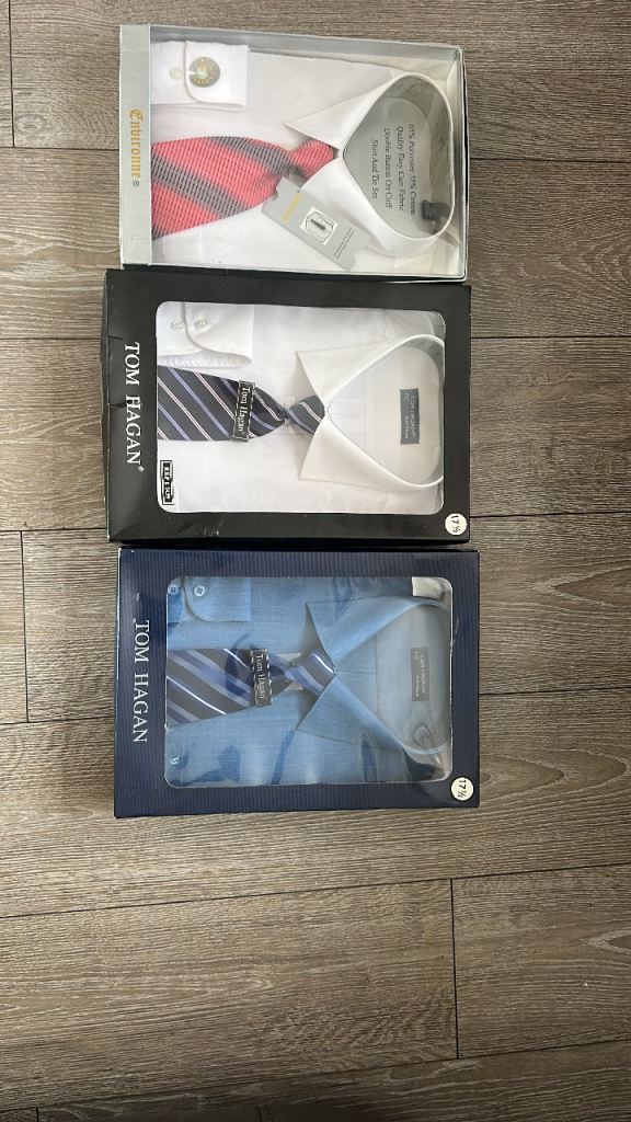 3 NEW Mens Formal Shirt & Tie Sets – Various Colours