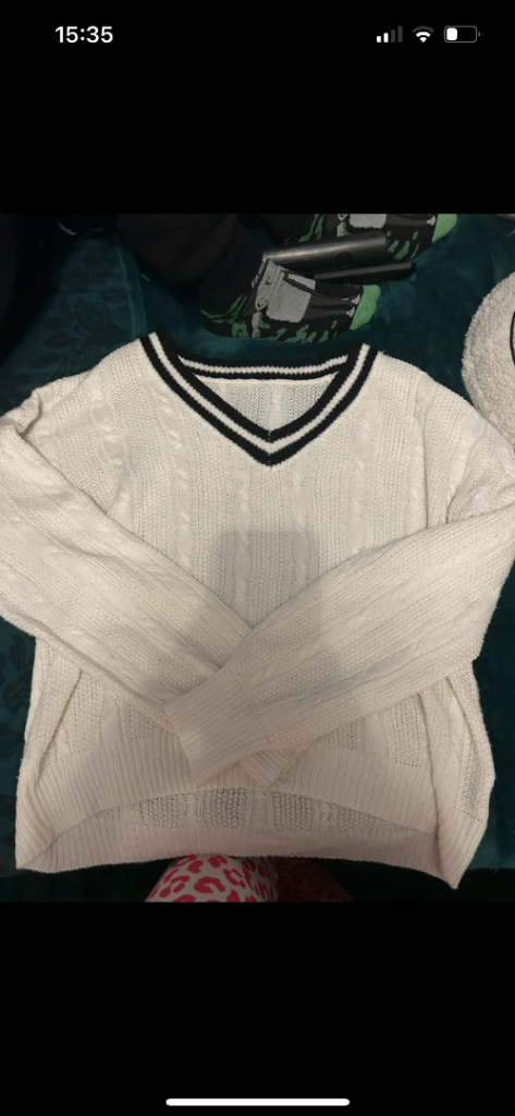 white v neck sweater
