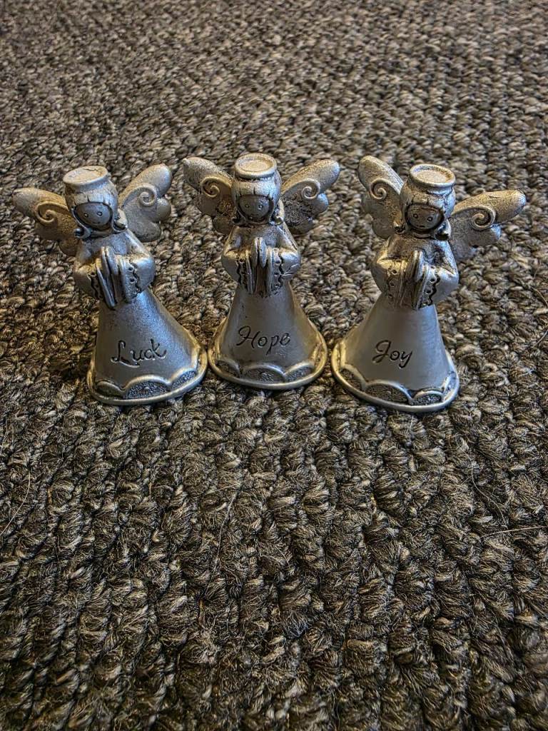 set of 3 luck hope joy angels