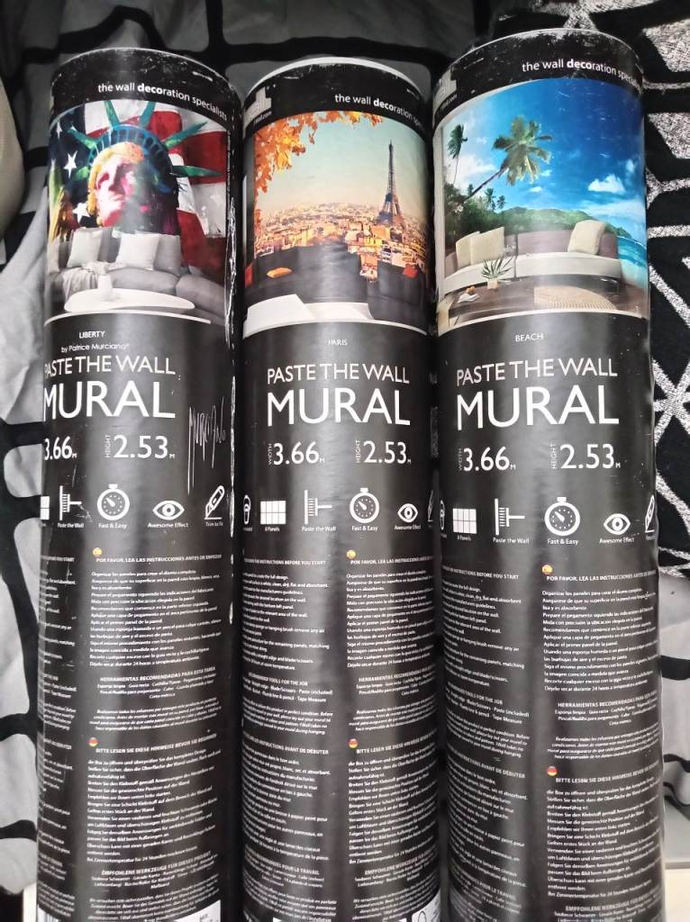 New Paste The Wall Mural Wallpapers - Paris, Liberty & Beach Scenes