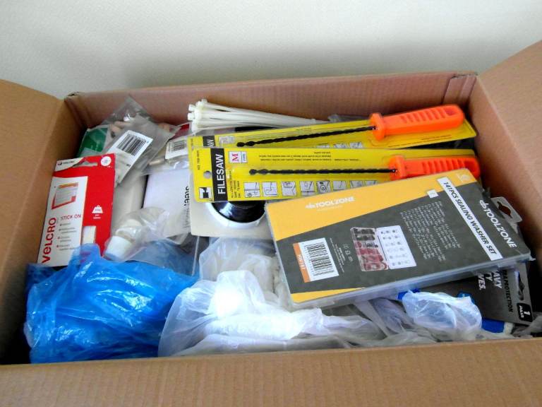 Large Box of Various DIY Materials. Some New, still Packaged.