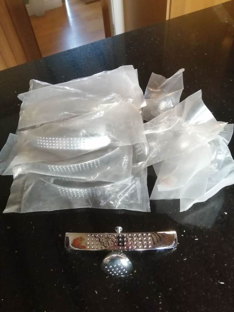 Kitchen cabinet handles and knobs.